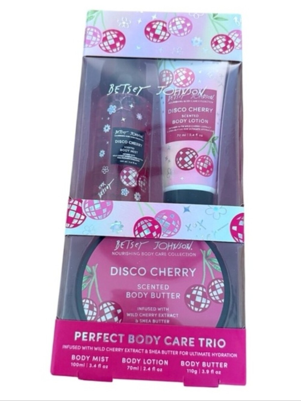 Betsey Johnson Disco Cherry Body Care Trio - Pink